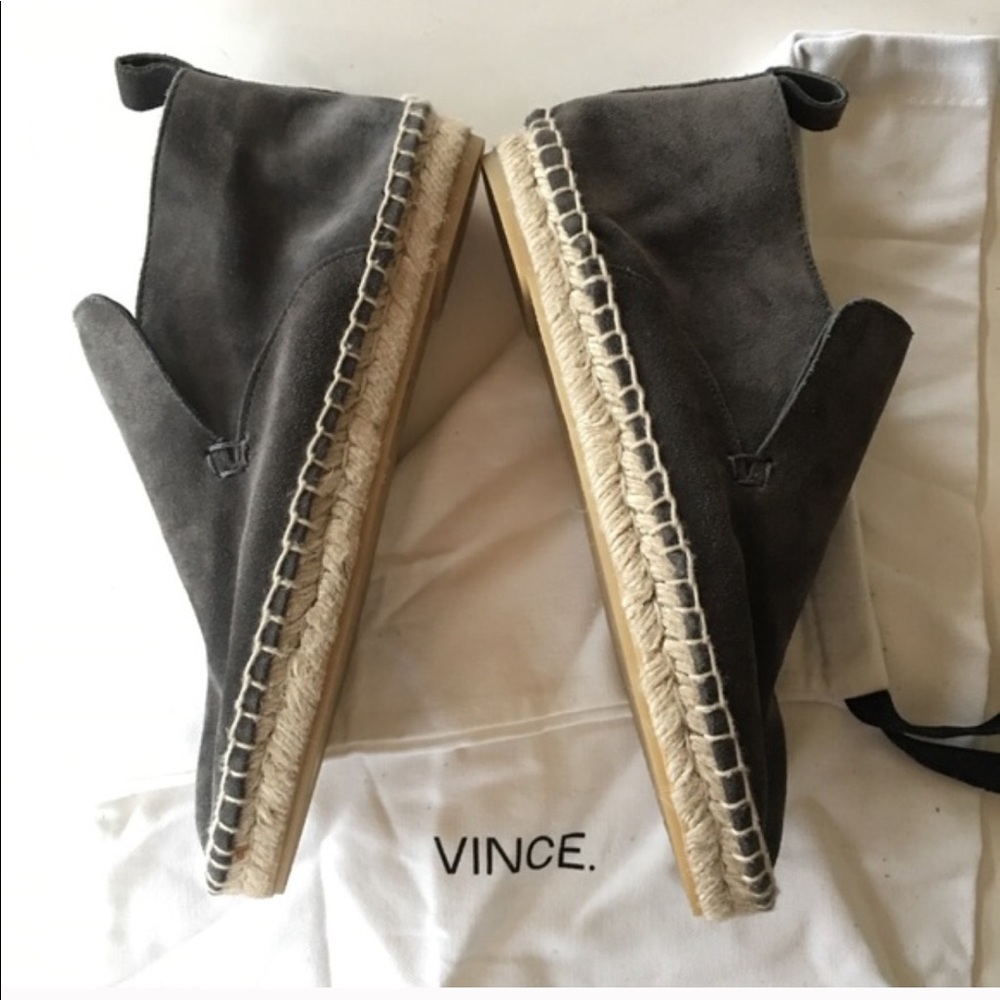 NEW VINCE grey suede leather espadrille loafer 6/7